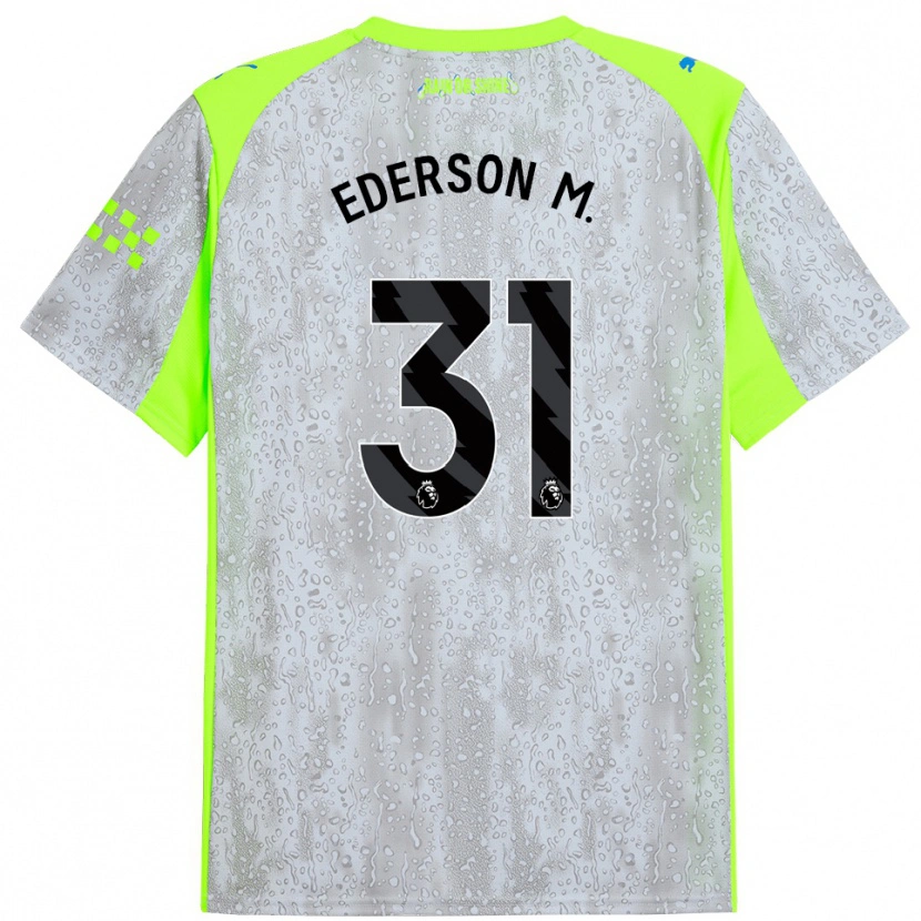 Danxen Mann Ederson #31 Grå Gul Tredje Sett Drakt Trøye 2025/26 Skjorter T-Skjorte