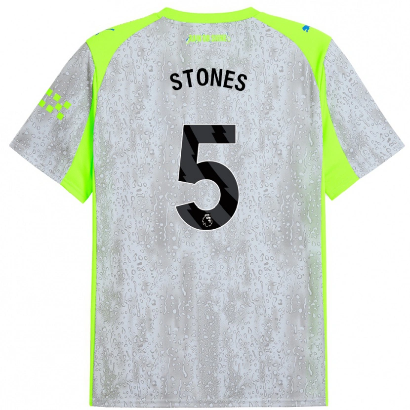 Danxen Mann John Stones #5 Grå Gul Tredje Sett Drakt Trøye 2025/26 Skjorter T-Skjorte