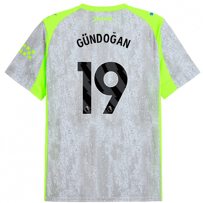 Danxen Mann İlkay Gündoğan #19 Grå Gul Tredje Sett Drakt Trøye 2025/26 Skjorter T-Skjorte