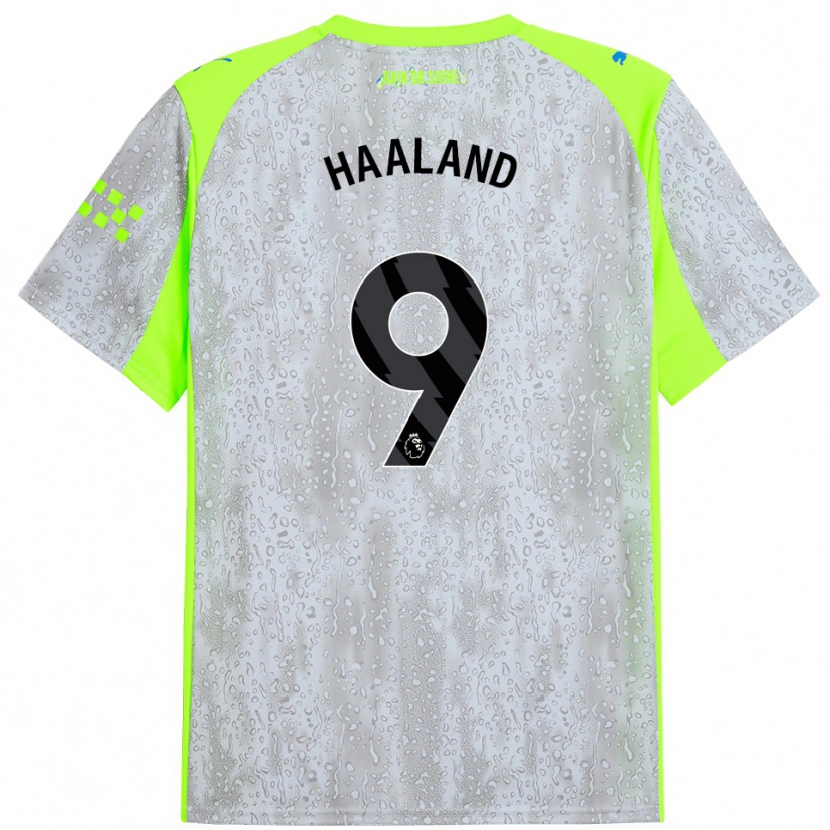 Danxen Mann Erling Haaland #9 Grå Gul Tredje Sett Drakt Trøye 2025/26 Skjorter T-Skjorte