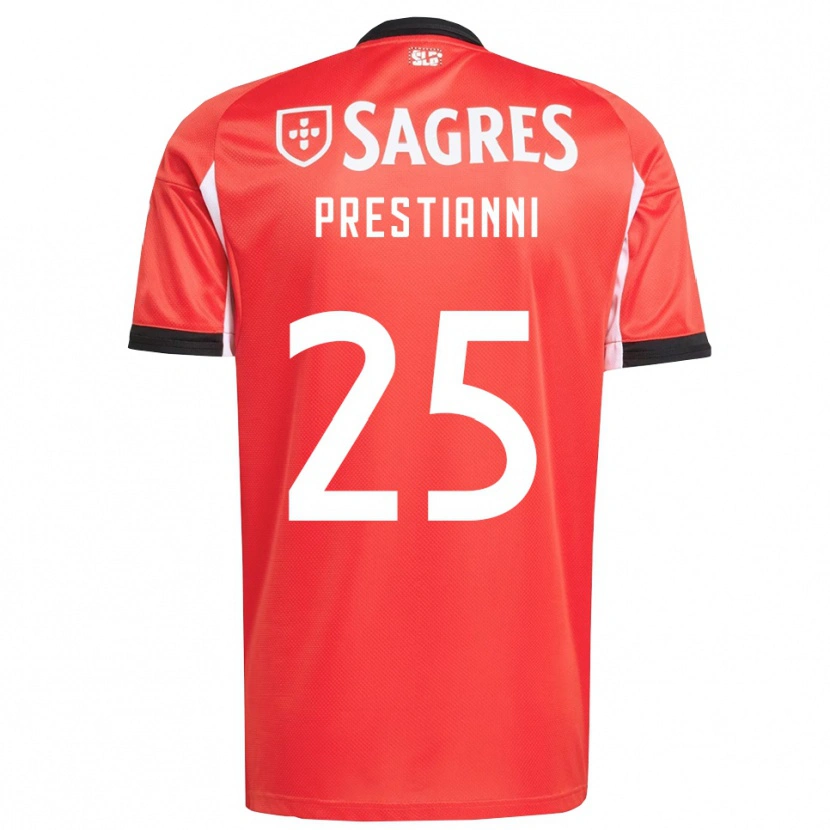 Danxen Dame Gianluca Prestianni #25 Rød Hvit Hjemmetrøye Drakt Trøye 2025/26 Skjorter T-Skjorte