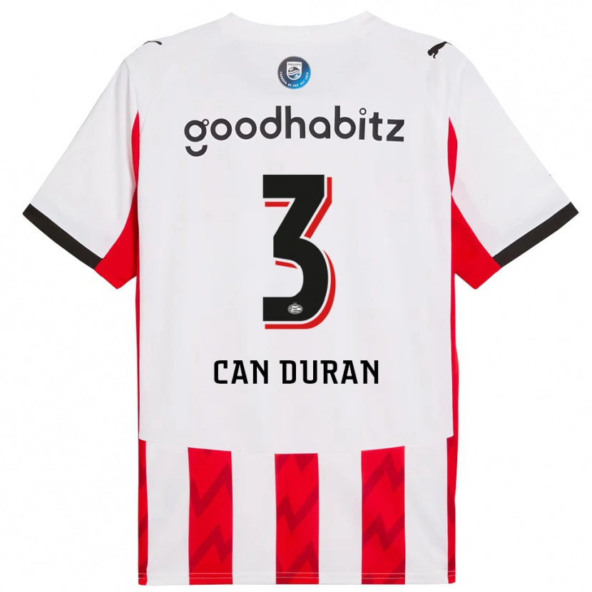 Danxen Dame Emre Can Duran #3 Rød Hvit Hjemmetrøye Drakt Trøye 2025/26 Skjorter T-Skjorte