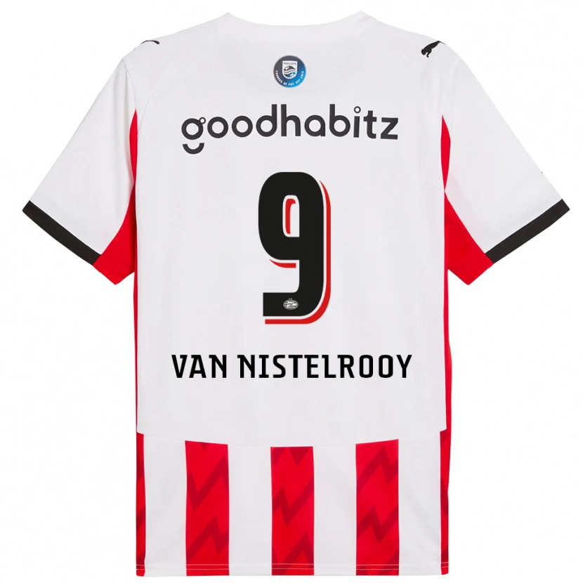 Danxen Dame Liam Van Nistelrooy #9 Rød Hvit Hjemmetrøye Drakt Trøye 2025/26 Skjorter T-Skjorte