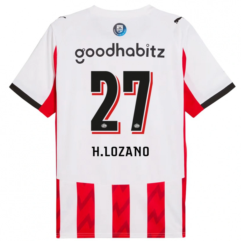Danxen Dame Hirving Lozano #27 Rød Hvit Hjemmetrøye Drakt Trøye 2025/26 Skjorter T-Skjorte