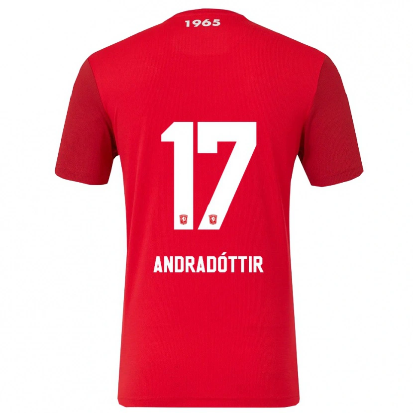Danxen Dame Amanda Andradóttir #17 Rød Hvit Hjemmetrøye Drakt Trøye 2025/26 Skjorter T-Skjorte