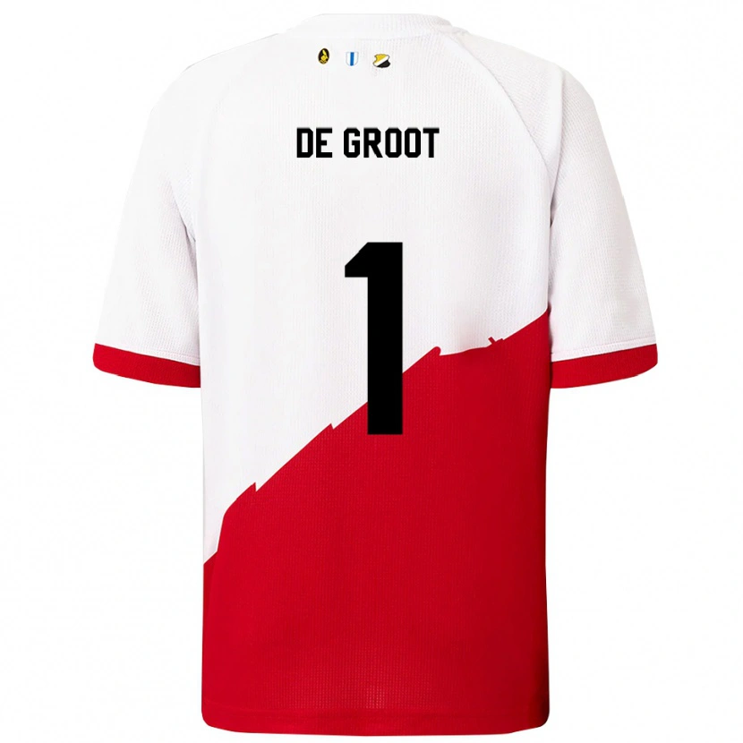 Danxen Dame Jasmijn De Groot #1 Hvit Rød Hjemmetrøye Drakt Trøye 2025/26 Skjorter T-Skjorte