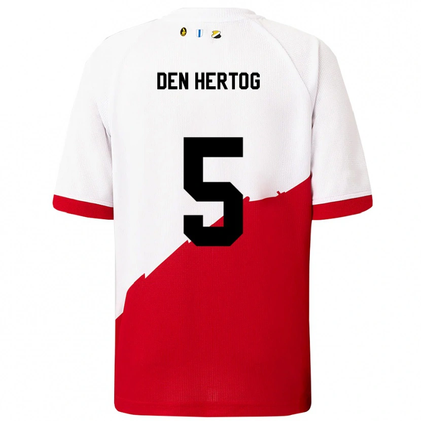 Danxen Dame Mees Den Hertog #5 Hvit Rød Hjemmetrøye Drakt Trøye 2025/26 Skjorter T-Skjorte