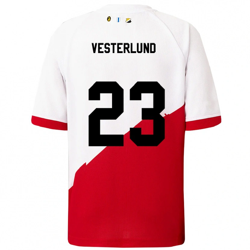 Danxen Dame Niklas Vesterlund #23 Hvit Rød Hjemmetrøye Drakt Trøye 2025/26 Skjorter T-Skjorte