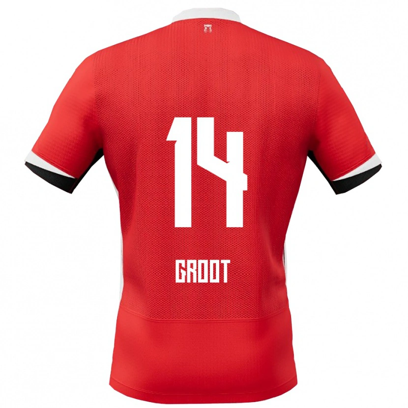 Danxen Dame Gijs Groot #14 Rød Hvit Hjemmetrøye Drakt Trøye 2025/26 Skjorter T-Skjorte
