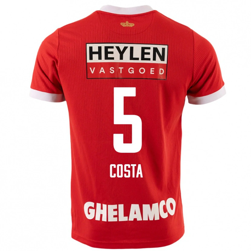 Danxen Dame Ayrton Costa #5 Rød Hvit Hjemmetrøye Drakt Trøye 2025/26 Skjorter T-Skjorte