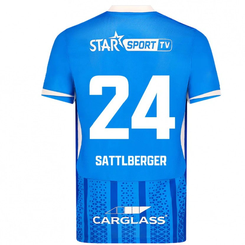 Danxen Dame Nikolas Sattlberger #24 Blå Hvit Hjemmetrøye Drakt Trøye 2025/26 Skjorter T-Skjorte