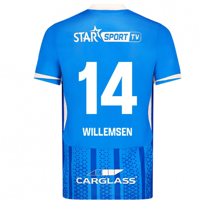 Danxen Dame Wout Willemsen #14 Blå Hvit Hjemmetrøye Drakt Trøye 2025/26 Skjorter T-Skjorte