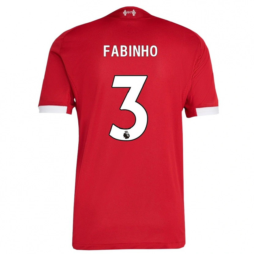 Danxen Dame Fabinho #3 Rød Hvit Hjemmetrøye Drakt Trøye 2025/26 Skjorter T-Skjorte