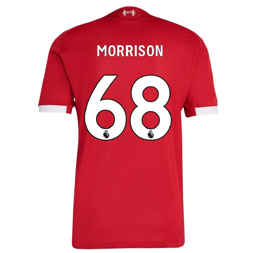 Danxen Dame Kieran Morrison #68 Rød Hvit Hjemmetrøye Drakt Trøye 2025/26 Skjorter T-Skjorte
