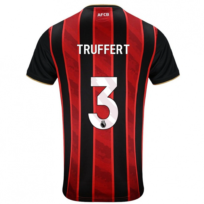 Danxen Dame Adrien Truffert #3 Rød Svart Hjemmetrøye Drakt Trøye 2025/26 Skjorter T-Skjorte