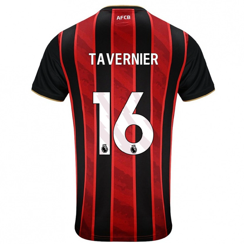 Danxen Dame Marcus Tavernier #16 Rød Svart Hjemmetrøye Drakt Trøye 2025/26 Skjorter T-Skjorte