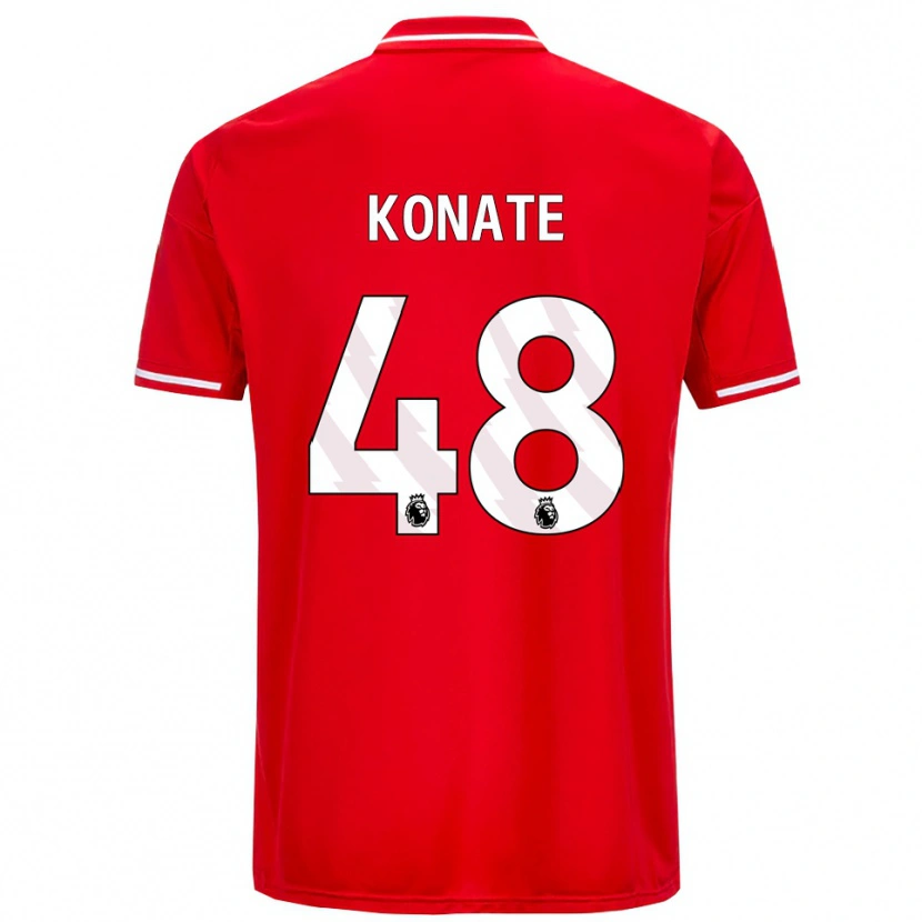 Danxen Dame Ateef Konaté #48 Rød Hvit Hjemmetrøye Drakt Trøye 2025/26 Skjorter T-Skjorte