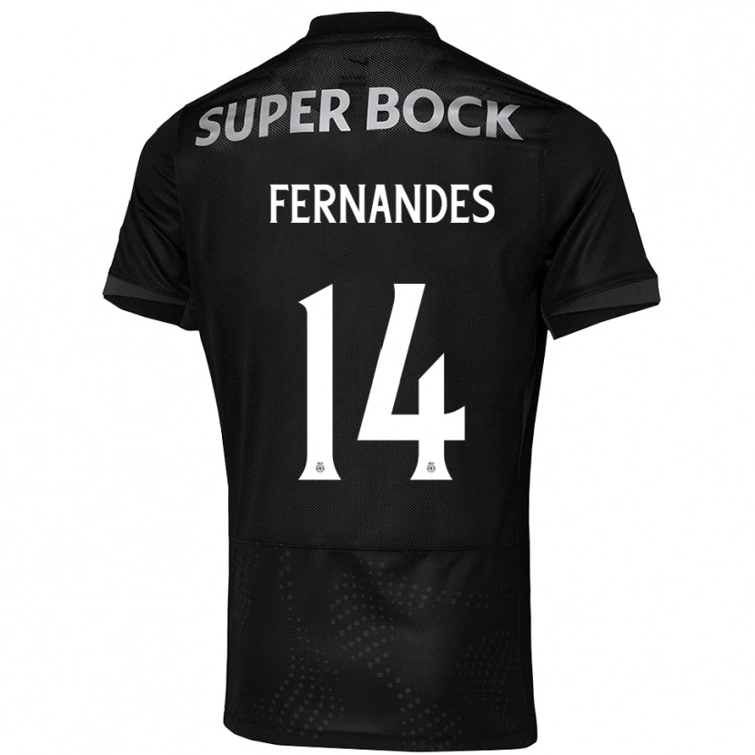 Danxen Dame Santiago Fernandes #14 Svart Hvit Bortetrøye Drakt Trøye 2025/26 Skjorter T-Skjorte