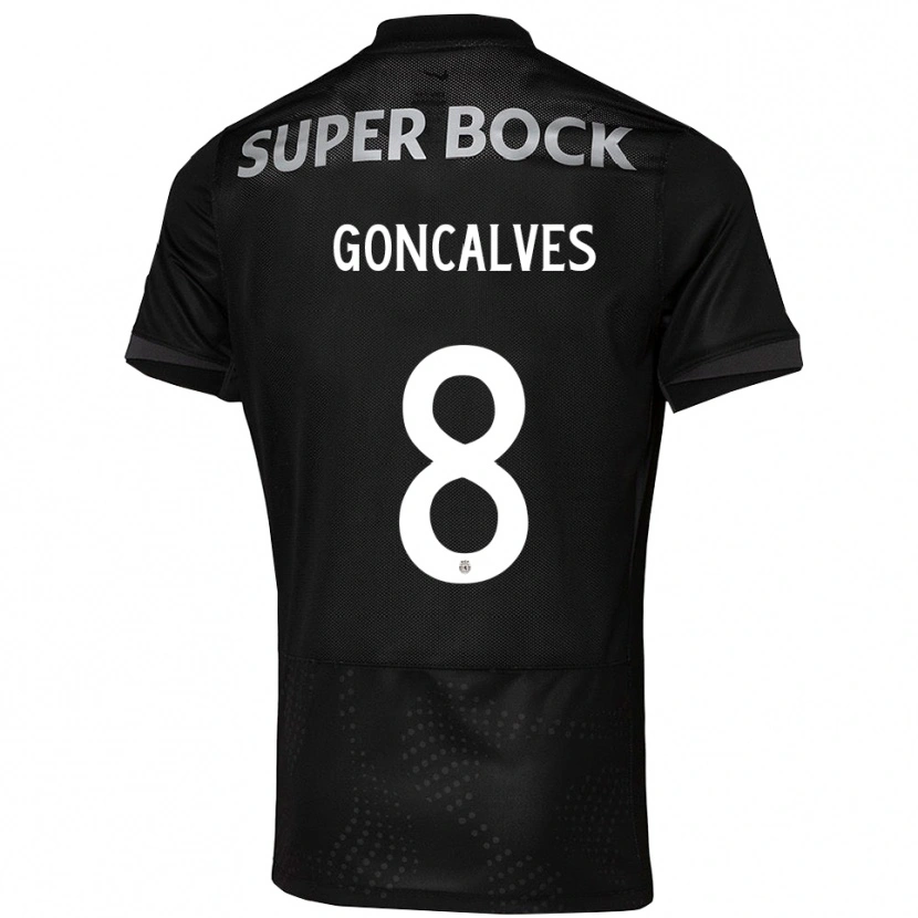 Danxen Dame Pedro Gonçalves #8 Svart Hvit Bortetrøye Drakt Trøye 2025/26 Skjorter T-Skjorte