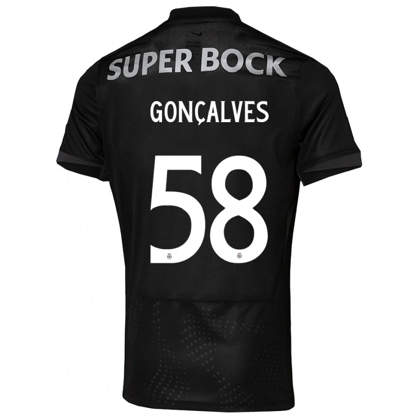 Danxen Dame Flávio Gonçalves #58 Svart Hvit Bortetrøye Drakt Trøye 2025/26 Skjorter T-Skjorte