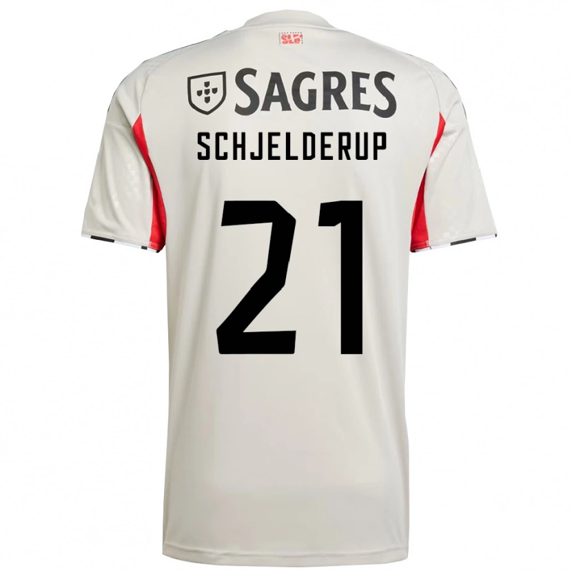 Danxen Dame Andreas Schjelderup #21 Off White Rød Bortetrøye Drakt Trøye 2025/26 Skjorter T-Skjorte