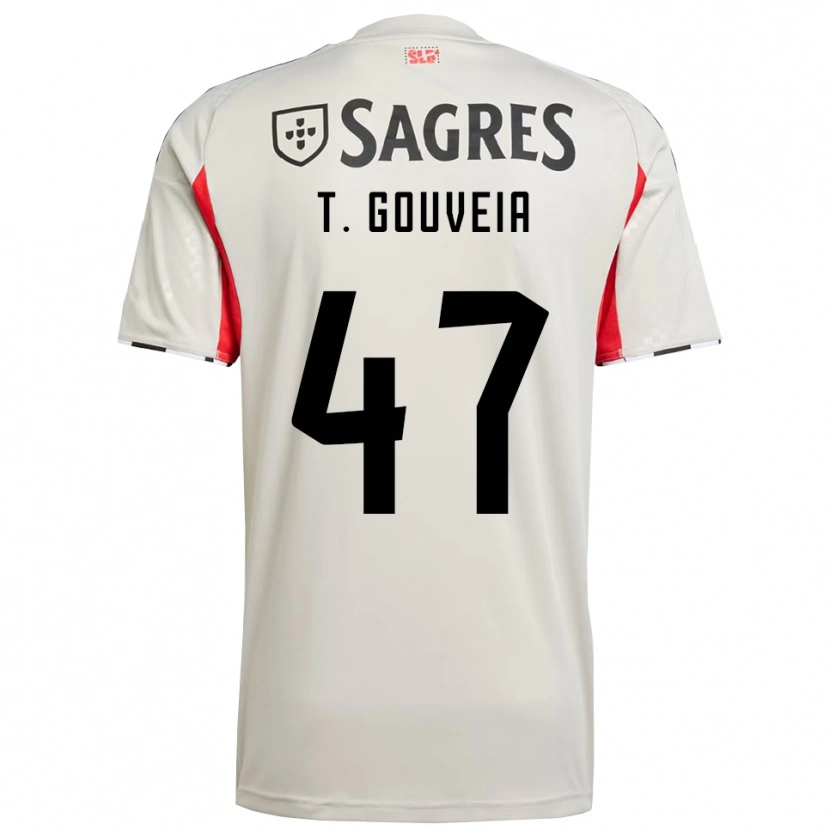 Danxen Dame Tiago Gouveia #47 Off White Rød Bortetrøye Drakt Trøye 2025/26 Skjorter T-Skjorte