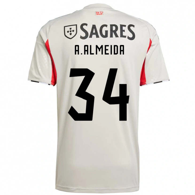 Danxen Dame Andre Almeida #34 Off White Rød Bortetrøye Drakt Trøye 2025/26 Skjorter T-Skjorte