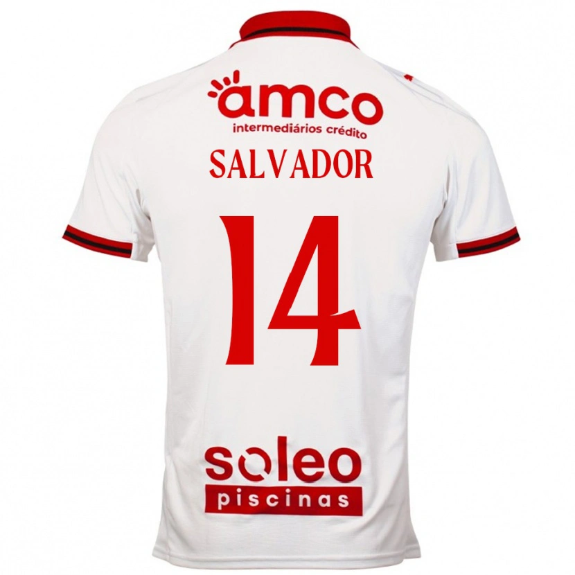 Danxen Dame João Salvador #14 Hvit Rød Bortetrøye Drakt Trøye 2025/26 Skjorter T-Skjorte