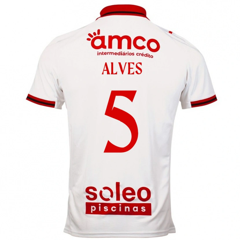 Danxen Dame Eduardo Alves #5 Hvit Rød Bortetrøye Drakt Trøye 2025/26 Skjorter T-Skjorte