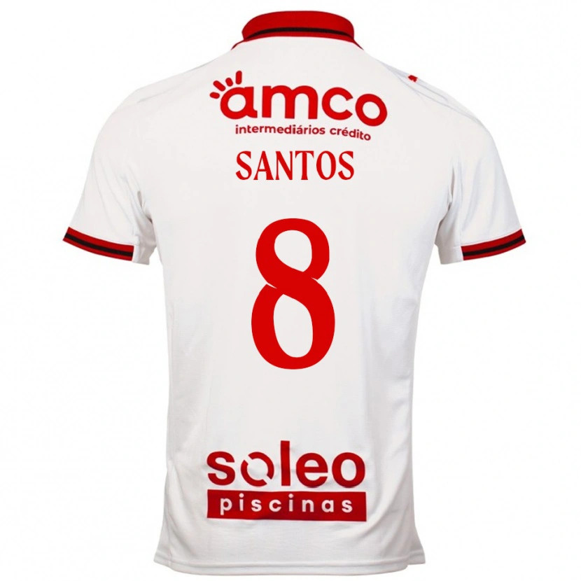 Danxen Dame Vicente Santos #8 Hvit Rød Bortetrøye Drakt Trøye 2025/26 Skjorter T-Skjorte