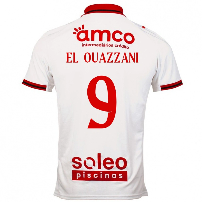 Danxen Dame Amine El Ouazzani #9 Hvit Rød Bortetrøye Drakt Trøye 2025/26 Skjorter T-Skjorte
