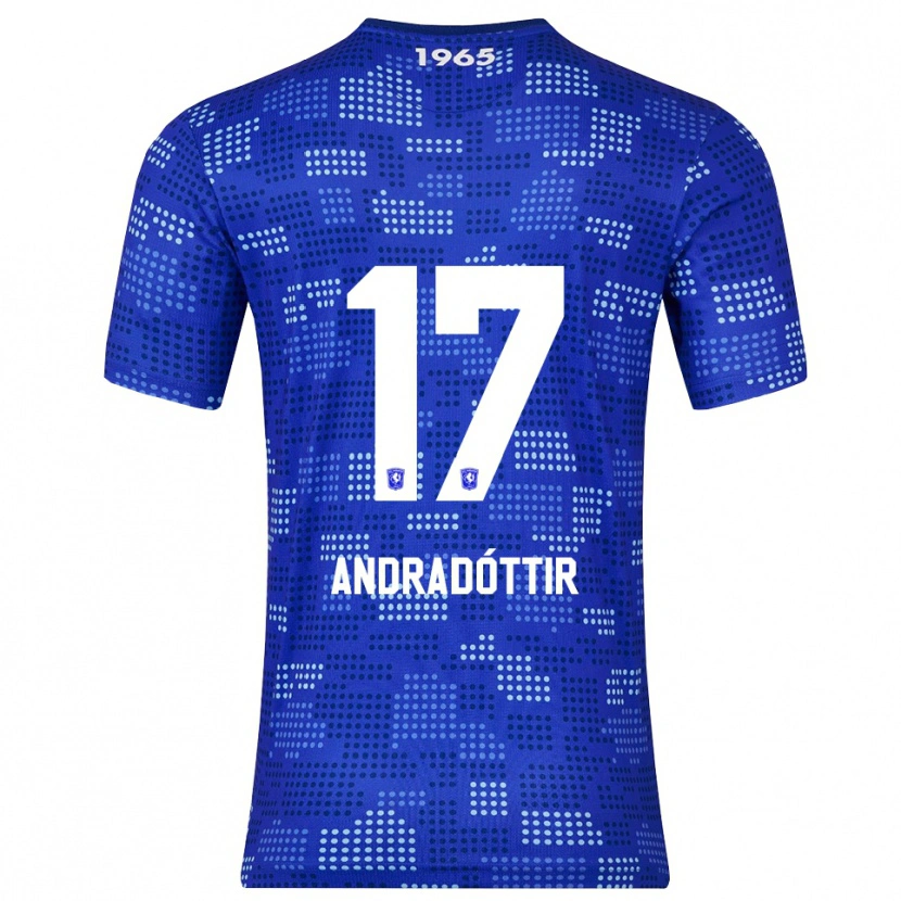 Danxen Dame Amanda Andradóttir #17 Blå Himmelsblå Bortetrøye Drakt Trøye 2025/26 Skjorter T-Skjorte