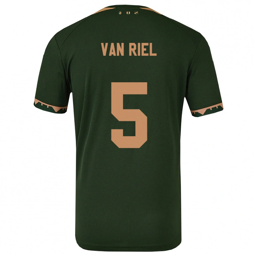 Danxen Dame Jesper Van Riel #5 Grønn Gull Bortetrøye Drakt Trøye 2025/26 Skjorter T-Skjorte