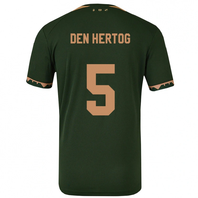 Danxen Dame Mees Den Hertog #5 Grønn Gull Bortetrøye Drakt Trøye 2025/26 Skjorter T-Skjorte