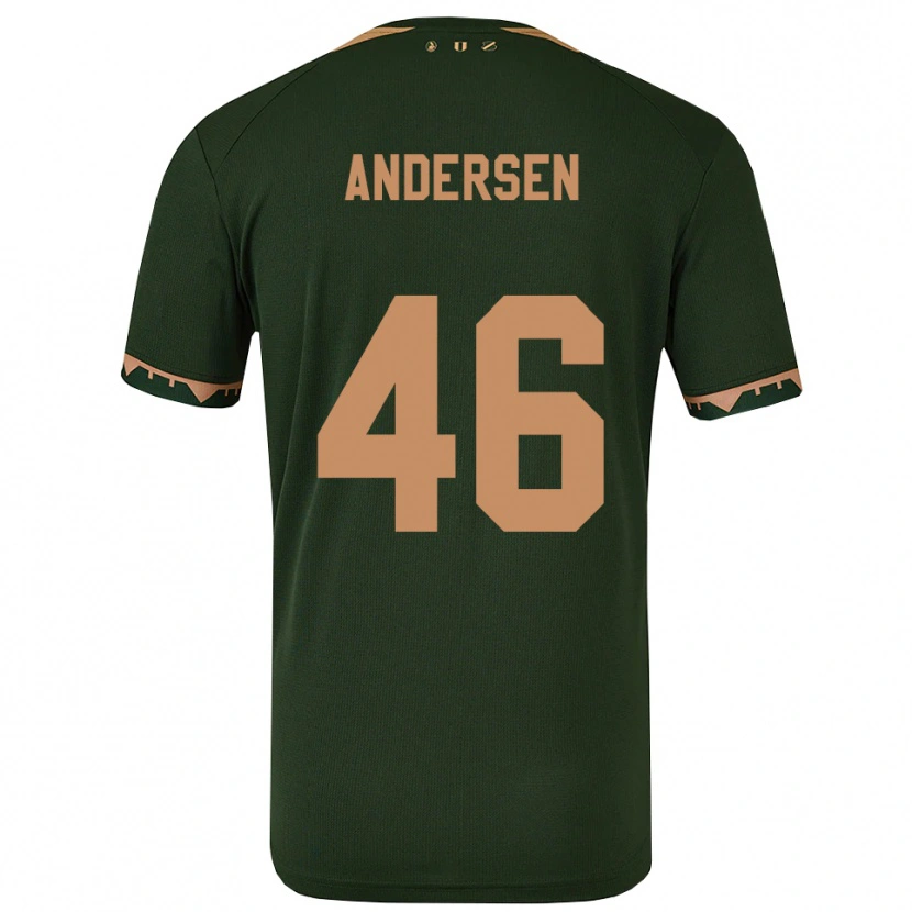 Danxen Dame Silas Andersen #46 Grønn Gull Bortetrøye Drakt Trøye 2025/26 Skjorter T-Skjorte