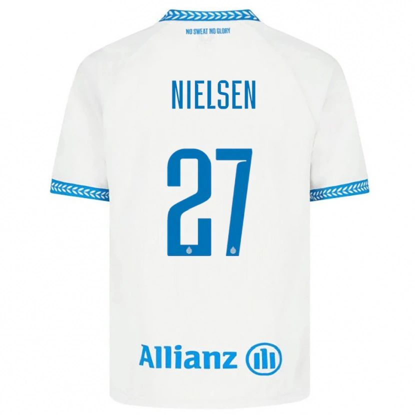 Danxen Dame Casper Nielsen #27 Blå Hvit Bortetrøye Drakt Trøye 2025/26 Skjorter T-Skjorte