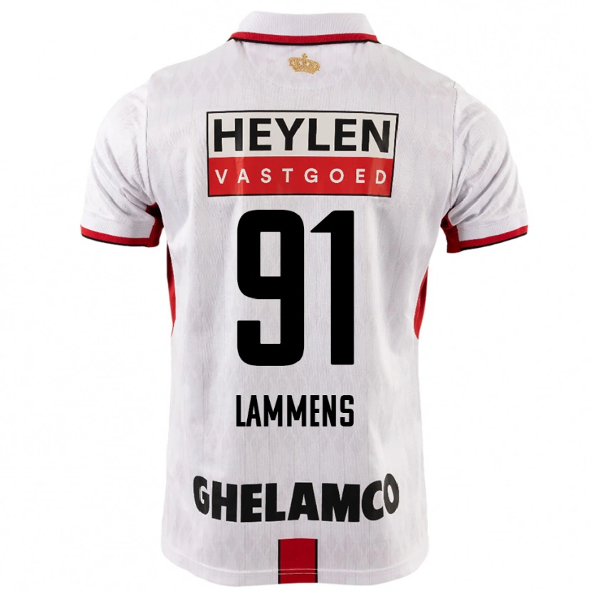 Danxen Dame Senne Lammens #91 Hvit Rød Bortetrøye Drakt Trøye 2025/26 Skjorter T-Skjorte