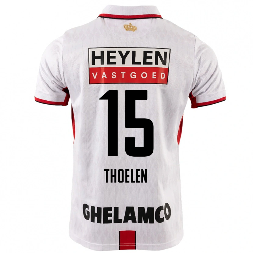 Danxen Dame Yannick Thoelen #15 Hvit Rød Bortetrøye Drakt Trøye 2025/26 Skjorter T-Skjorte