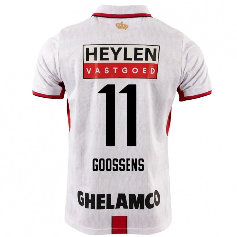 Danxen Dame Mattias Goossens #11 Hvit Rød Bortetrøye Drakt Trøye 2025/26 Skjorter T-Skjorte