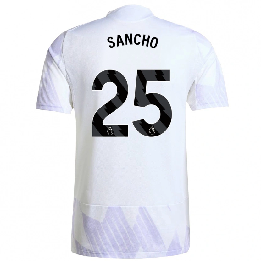 Danxen Dame Jadon Sancho #25 Hvit Lilla Lilla Bortetrøye Drakt Trøye 2025/26 Skjorter T-Skjorte