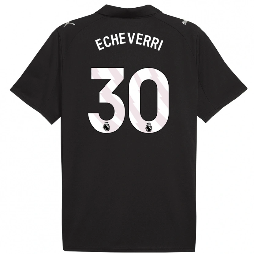 Danxen Dame Claudio Echeverri #30 Svart Hvit Bortetrøye Drakt Trøye 2025/26 Skjorter T-Skjorte