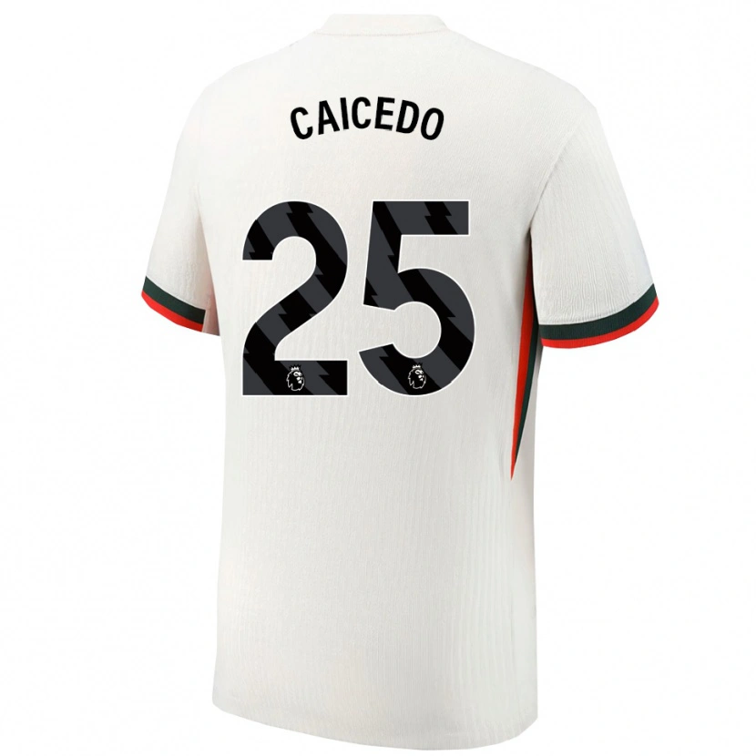 Danxen Dame Moisés Caicedo #25 Hvit Grønn Bortetrøye Drakt Trøye 2025/26 Skjorter T-Skjorte