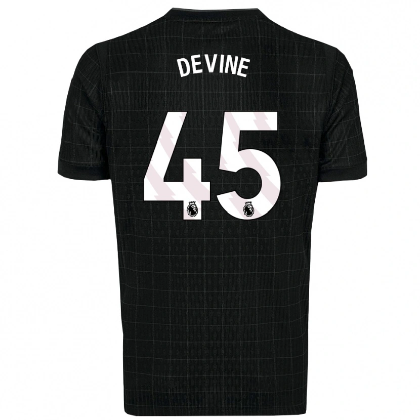 Danxen Dame Alfie Devine #45 Svart Grå Bortetrøye Drakt Trøye 2025/26 Skjorter T-Skjorte
