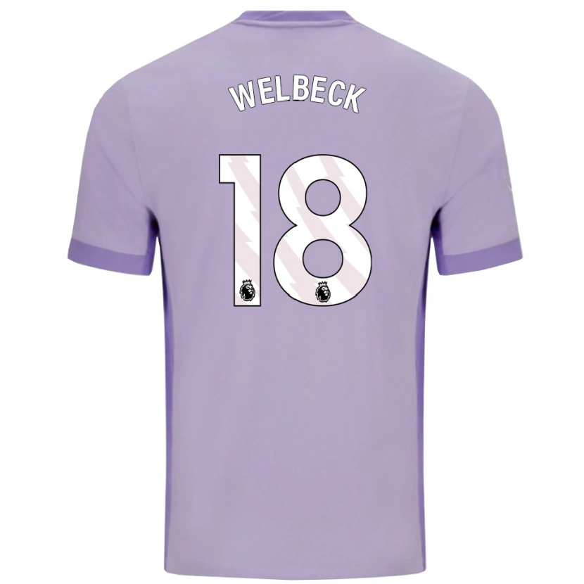 Danxen Dame Danny Welbeck #18 Taro Lilla Hvit Bortetrøye Drakt Trøye 2025/26 Skjorter T-Skjorte