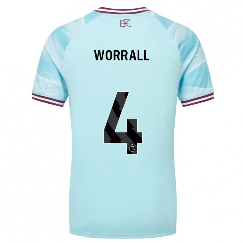 Danxen Dame Joe Worrall #4 Himmelsblå Burgunder Bortetrøye Drakt Trøye 2025/26 Skjorter T-Skjorte