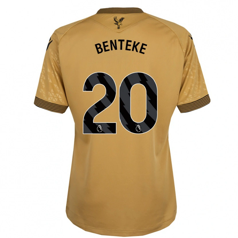 Danxen Dame Christian Benteke #20 Gull Svart Bortetrøye Drakt Trøye 2025/26 Skjorter T-Skjorte