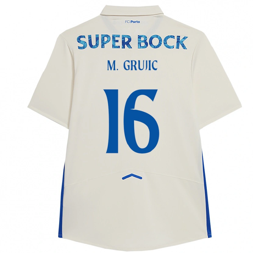 Danxen Dame Marko Grujić #16 Hvit Blå Tredje Sett Drakt Trøye 2025/26 Skjorter T-Skjorte
