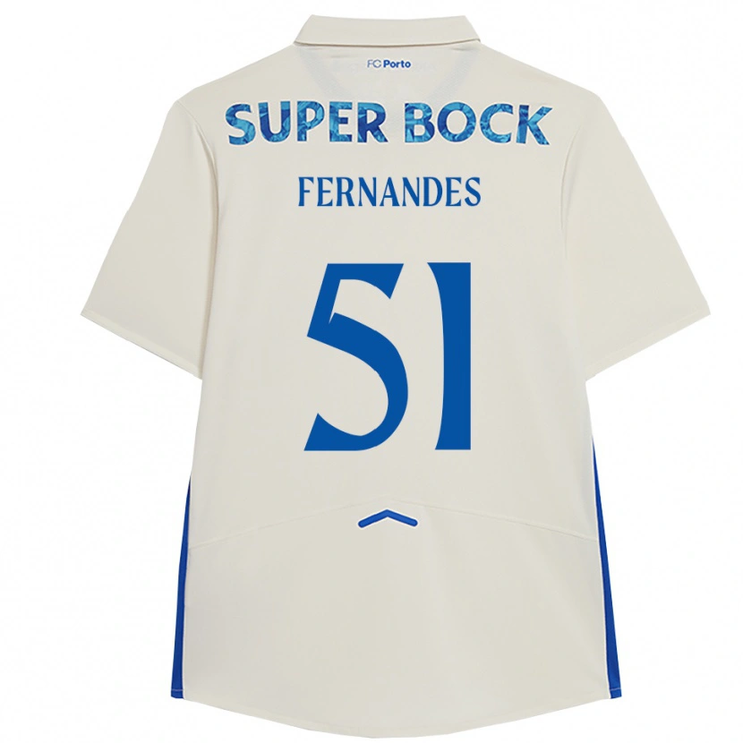 Danxen Dame Diogo Fernandes #51 Hvit Blå Tredje Sett Drakt Trøye 2025/26 Skjorter T-Skjorte