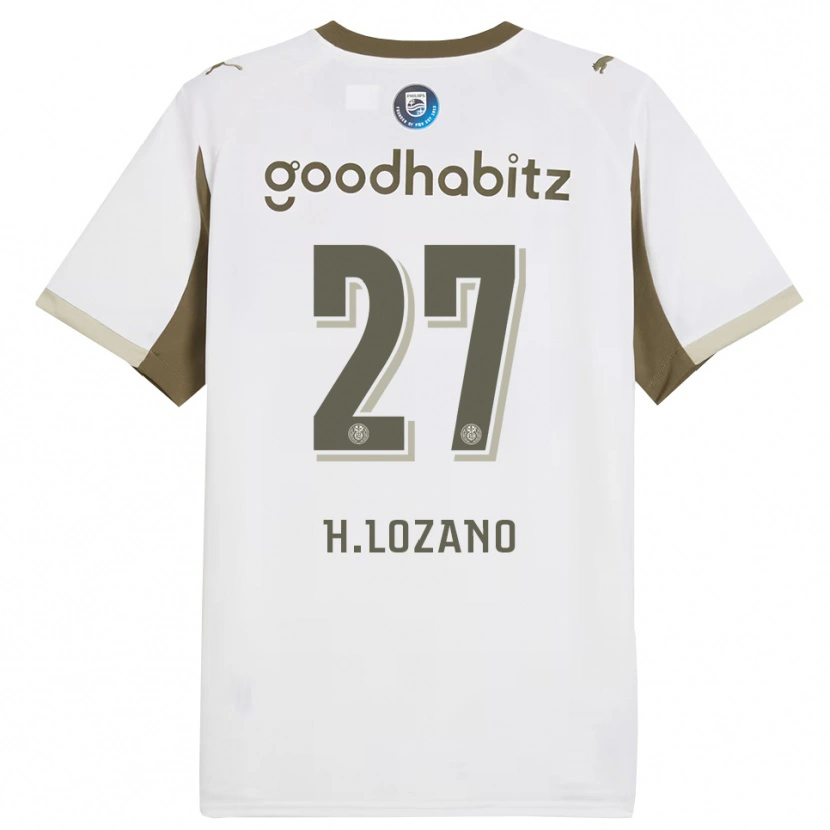Danxen Dame Hirving Lozano #27 Hvit Grå Tredje Sett Drakt Trøye 2025/26 Skjorter T-Skjorte
