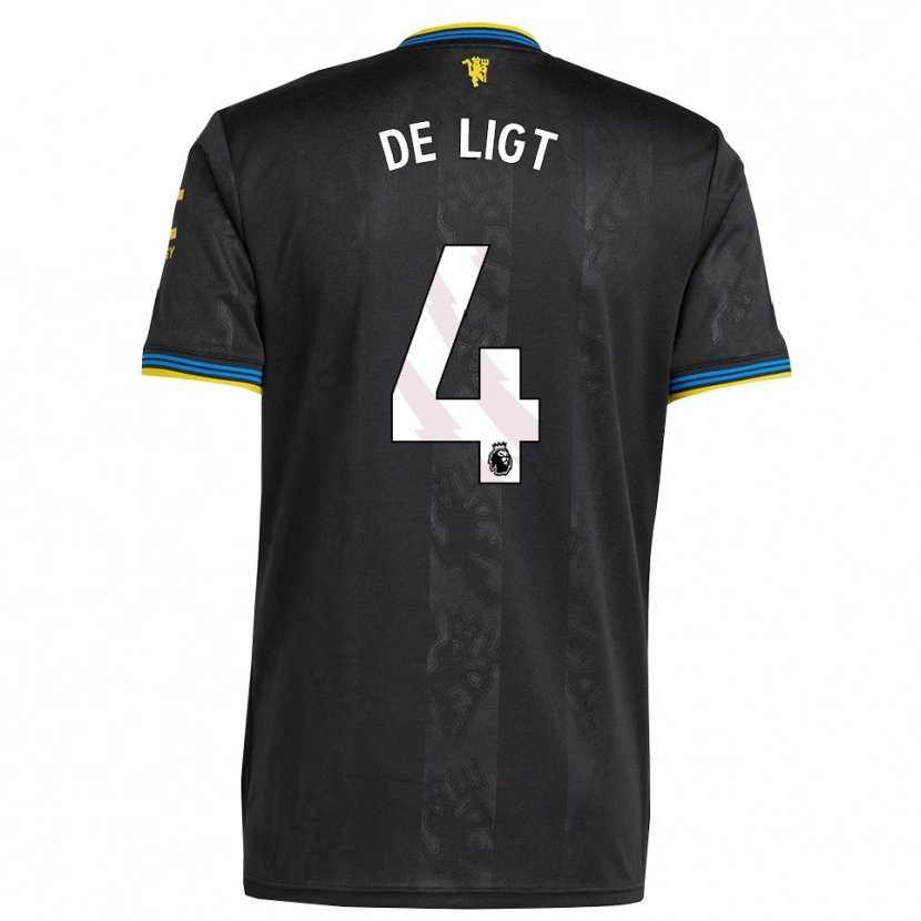 Danxen Dame Matthijs De Ligt #4 Svart Gul Blå Tredje Sett Drakt Trøye 2025/26 Skjorter T-Skjorte